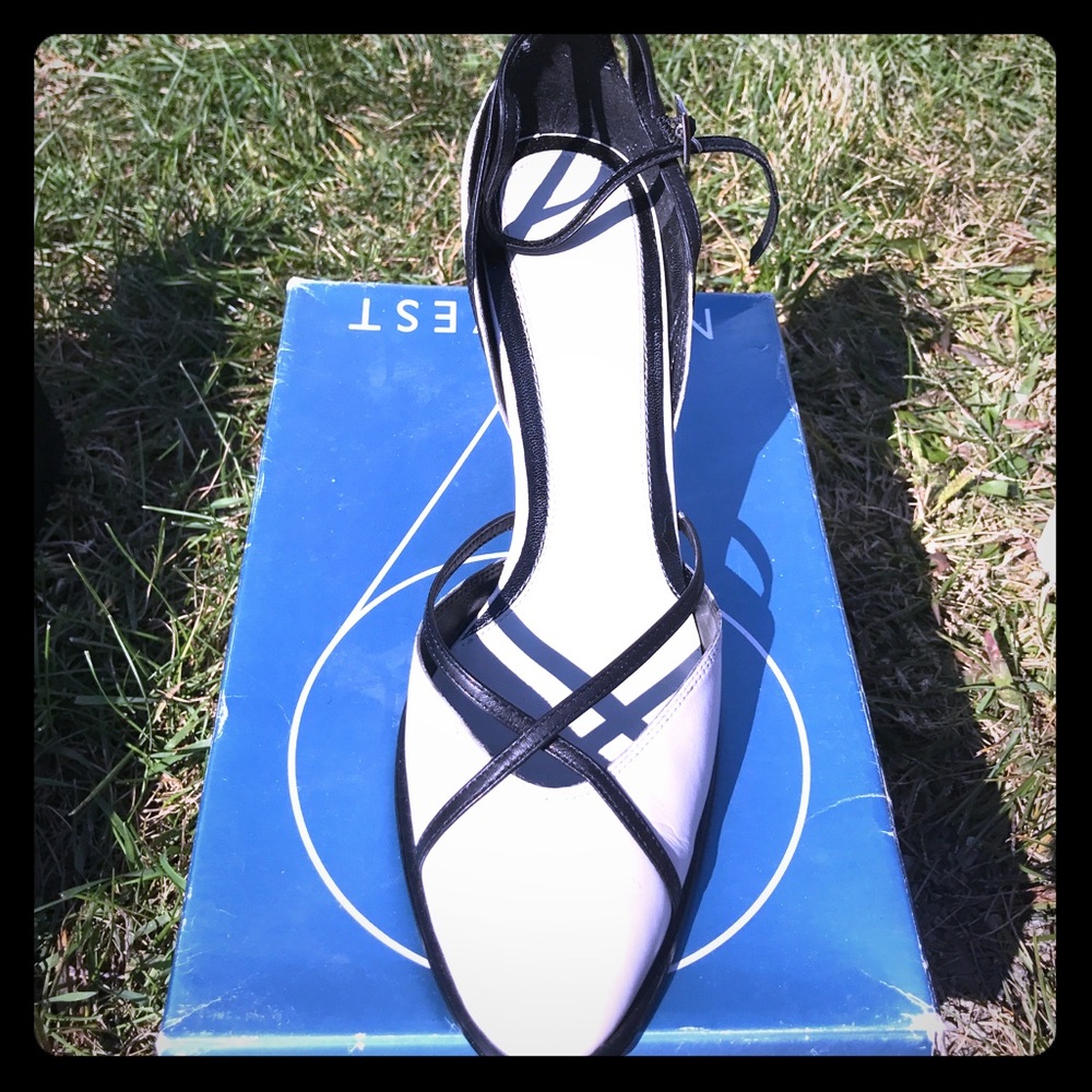 White and black Nine West heels